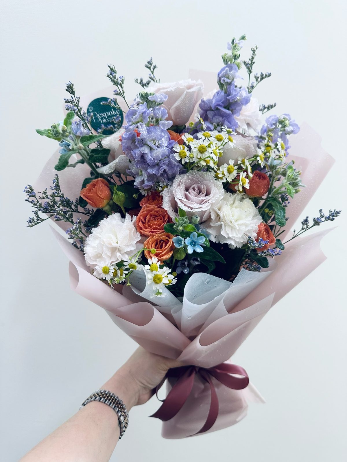 Peach and lilac bouquet